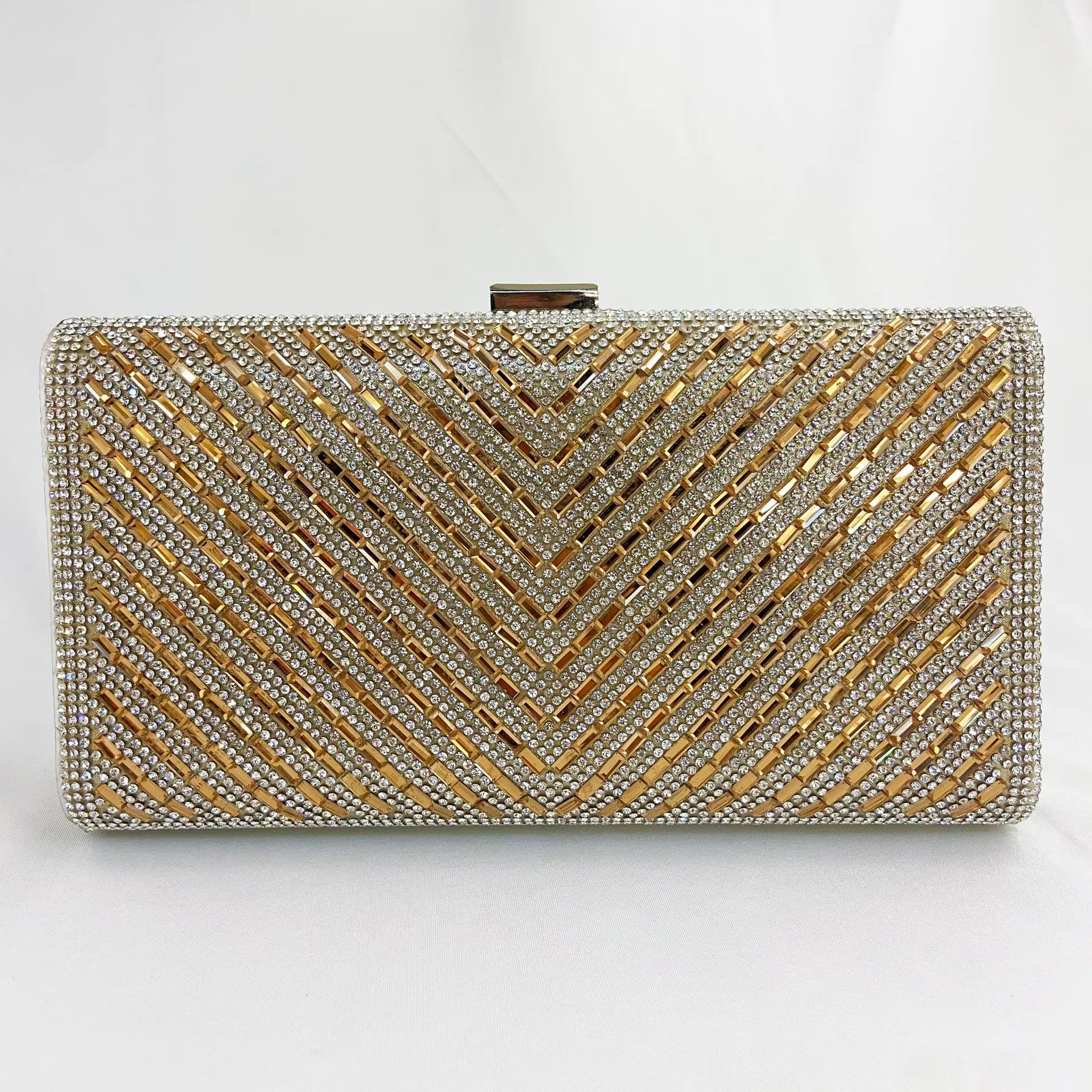Bolso Clutch de Diamantes para Cena  Dorado