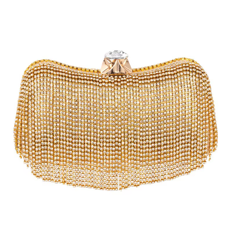 Bolso de Noche con Pedrería Brillante  Dorado