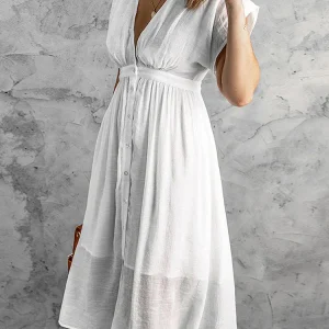 Vestido Ibicenco Largo de Verano en Chiffón con Botones