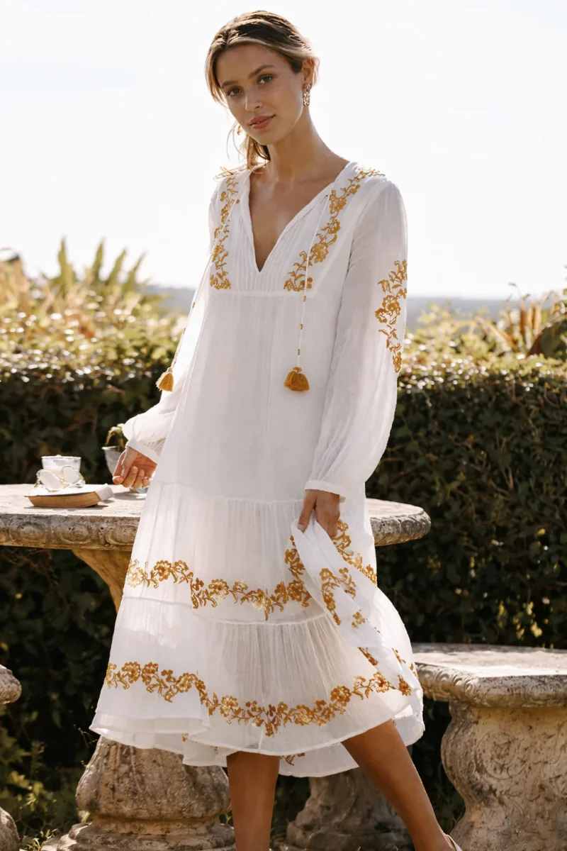 Vestido Ibicenco Boho con Bordados Florales - Imagen 2