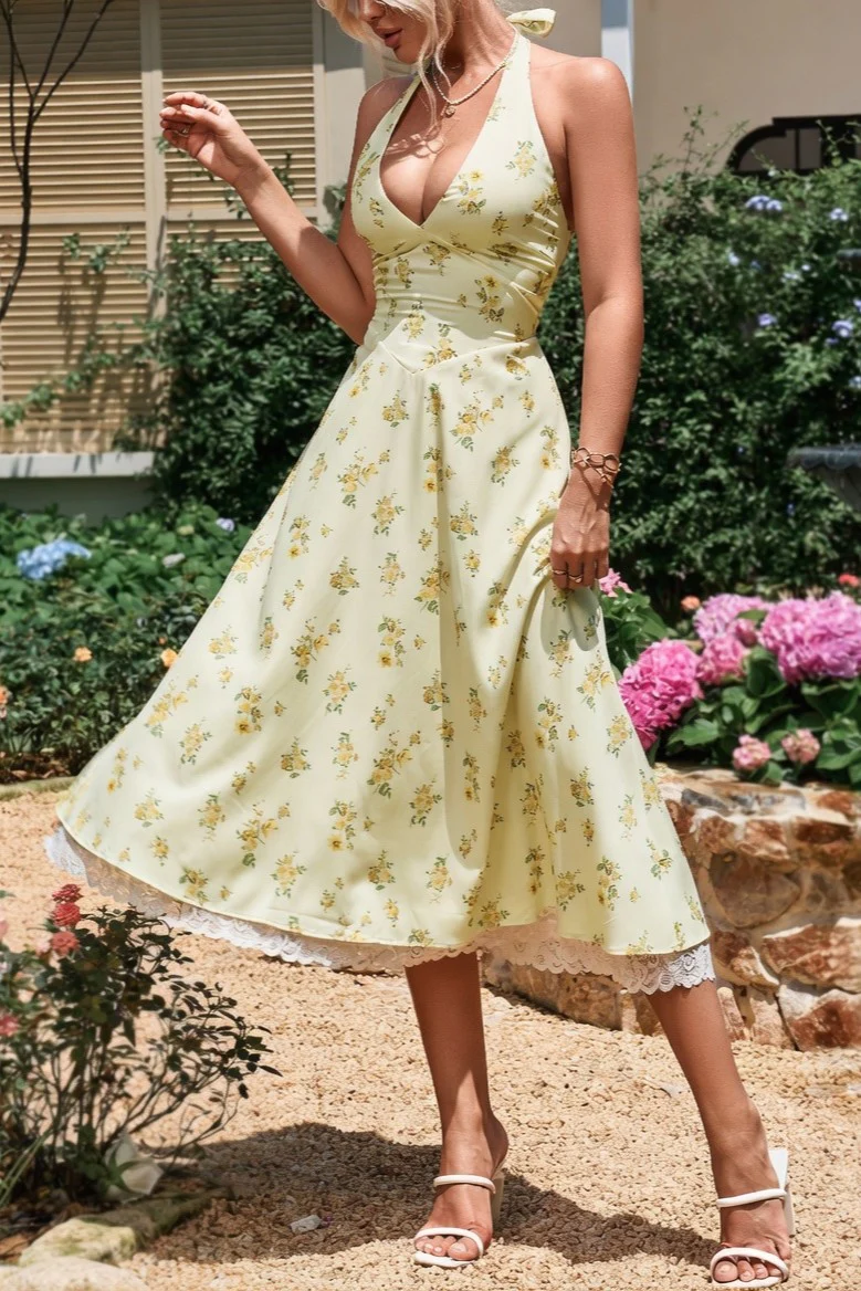 Vestido Ibicenco Boho de Tirantes con Escote Cruzado y Falda Midi Fluida