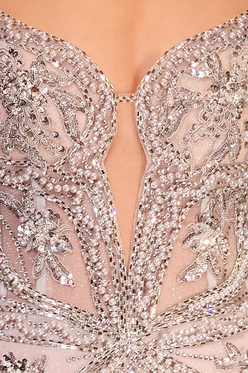 Vestido ajustado sin mangas con pedrería de Ladivine CC0240 - Imagen 7