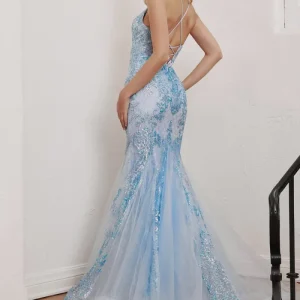 Vestido de sirena impreso con brillo CC2279 de Ladivine