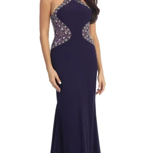 Vestido de fiesta con cuello halter adornado con pedrería Dancing Queen 9007