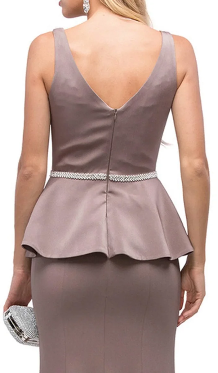 Vestido de noche con incrustaciones de joyas y cuello en V Dancing Queen 9750 - Imagen 4
