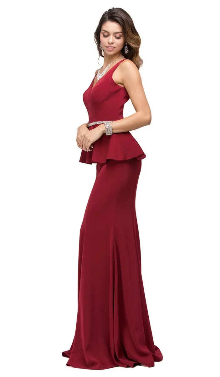 Vestido de noche con incrustaciones de joyas y cuello en V Dancing Queen 9750 - Imagen 7