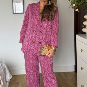 Traje de Chaqueta Olivia Botones Rosa